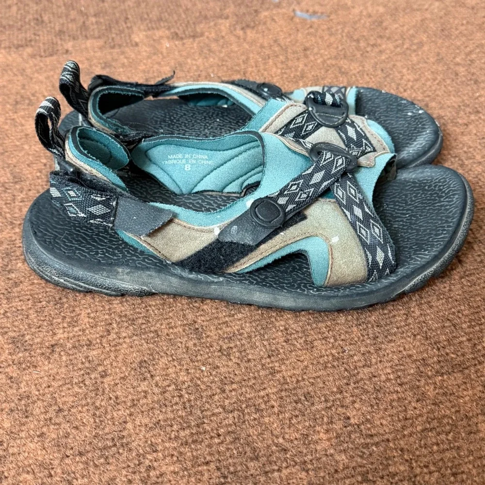Nike ACG Vintage Sandals Mens 8 Teal Tan Black Strappy Hiking Water Shoes 90s
